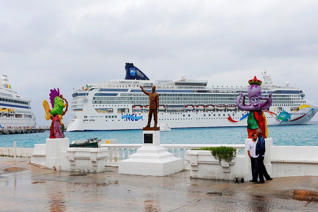 Colorful Statues near Caribbean Cruise Ship Cozumel Mexico