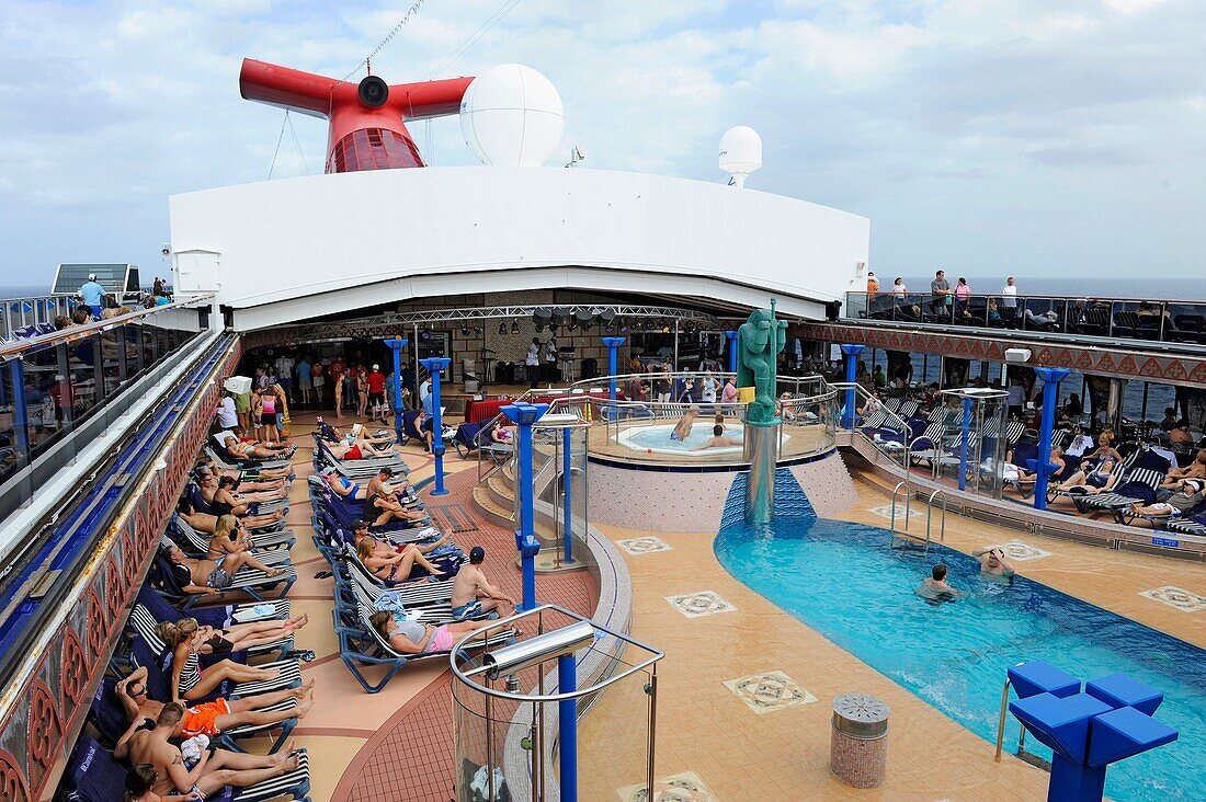 Swimming pool area on Caribbean Cruise Ship