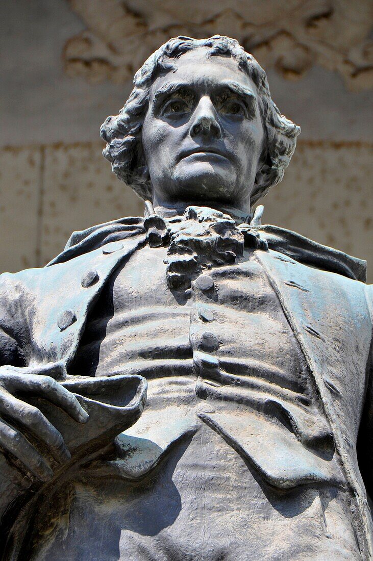 Statue of Thomas Jefferson in front of State Capitol Jefferson City Missouri