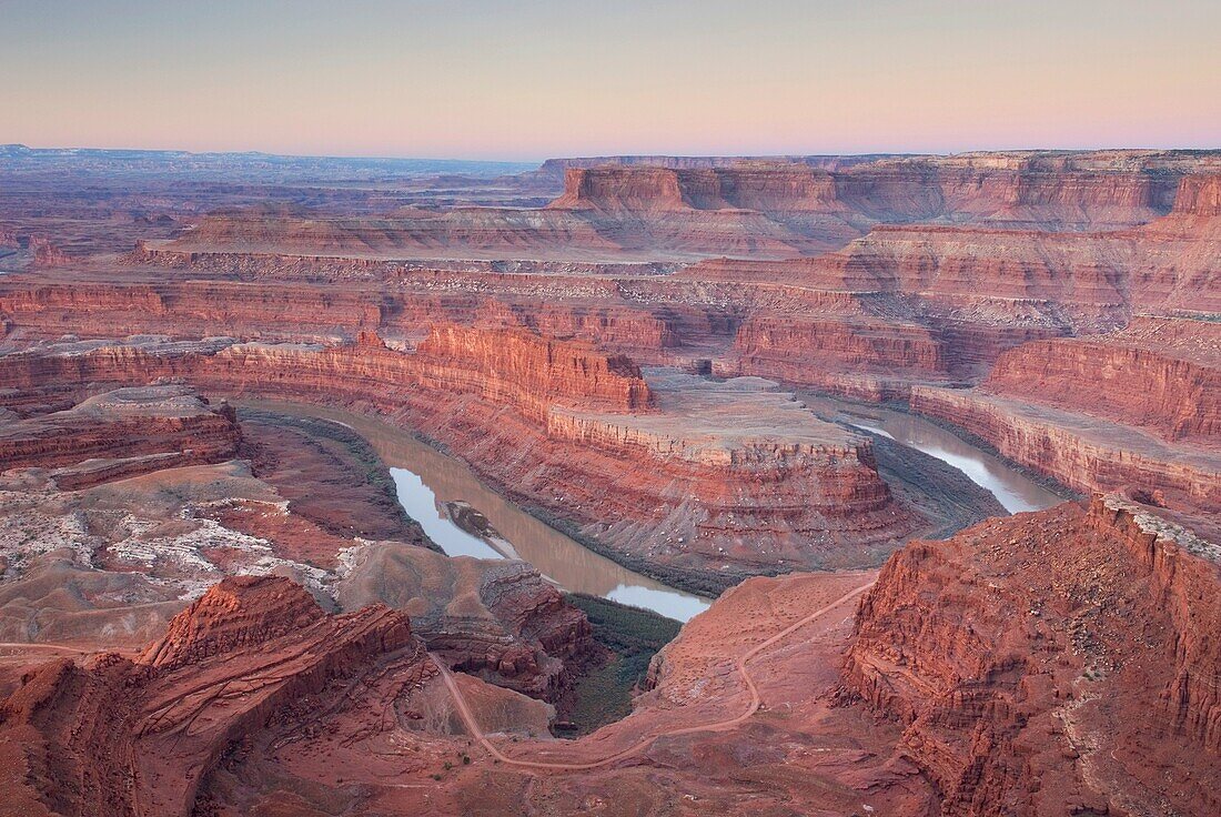 View from overlook at Dead Horse Point State Park Utah at dusk