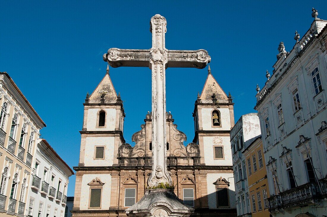 Church of Orden 3a Secular of San Francisco de Bahia and Crucifix for Sao Francisco de Xavier, Patron Saint of Salvador, Pelourinho Old quarter, Salvador de Bahia, Brasil