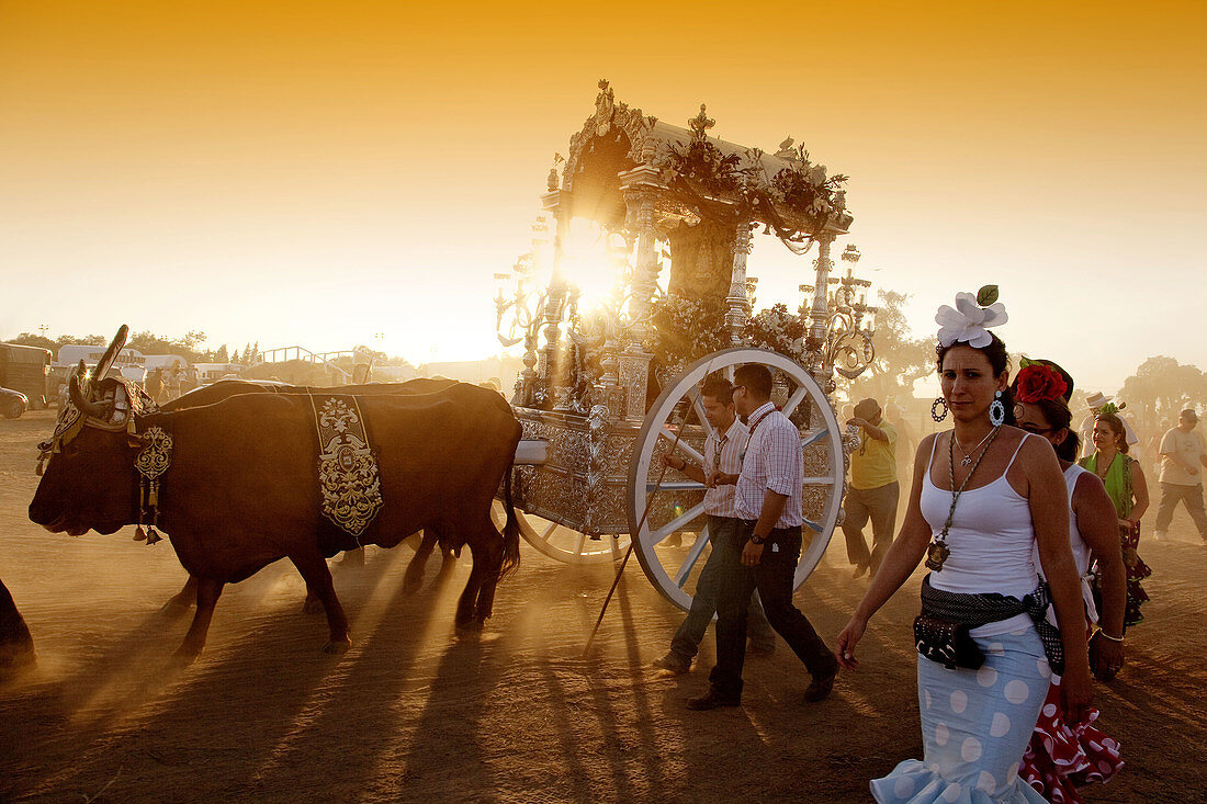 Pilgrims going to El Rocio, Villamanrique de la Condesa, Sevilla province, Andalusia, Spain