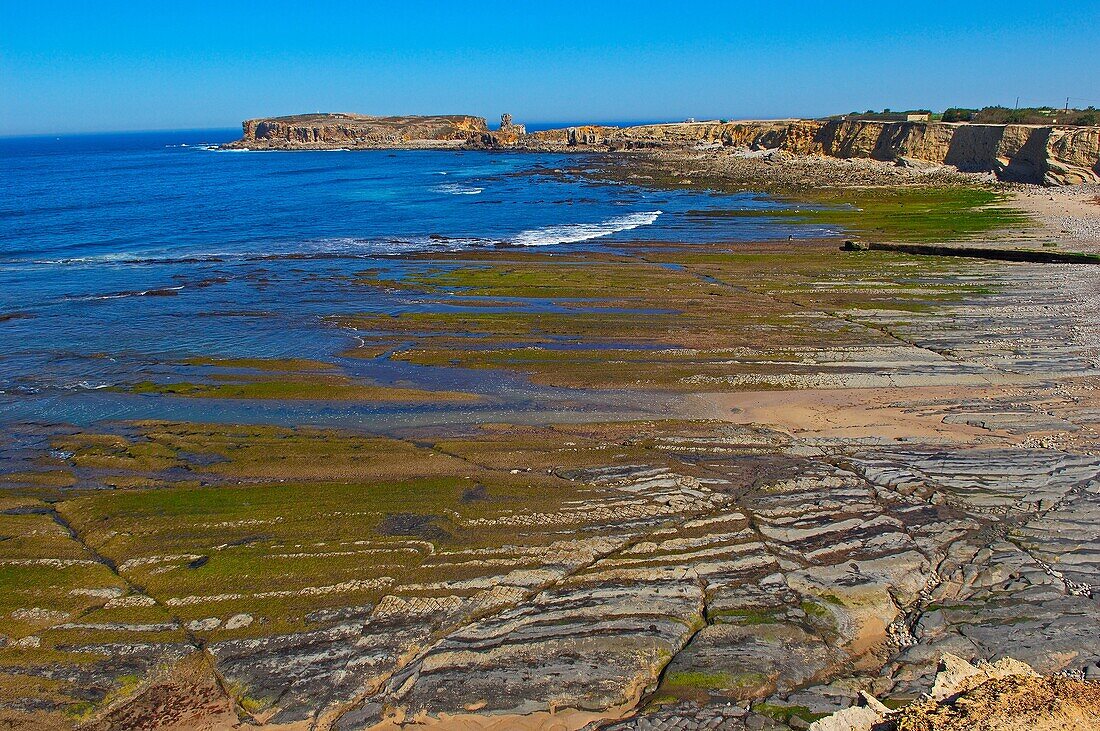 Cliffs at Atlantic Coast. Carvoeiro cape. Peniche. Estremadura. Portugal.