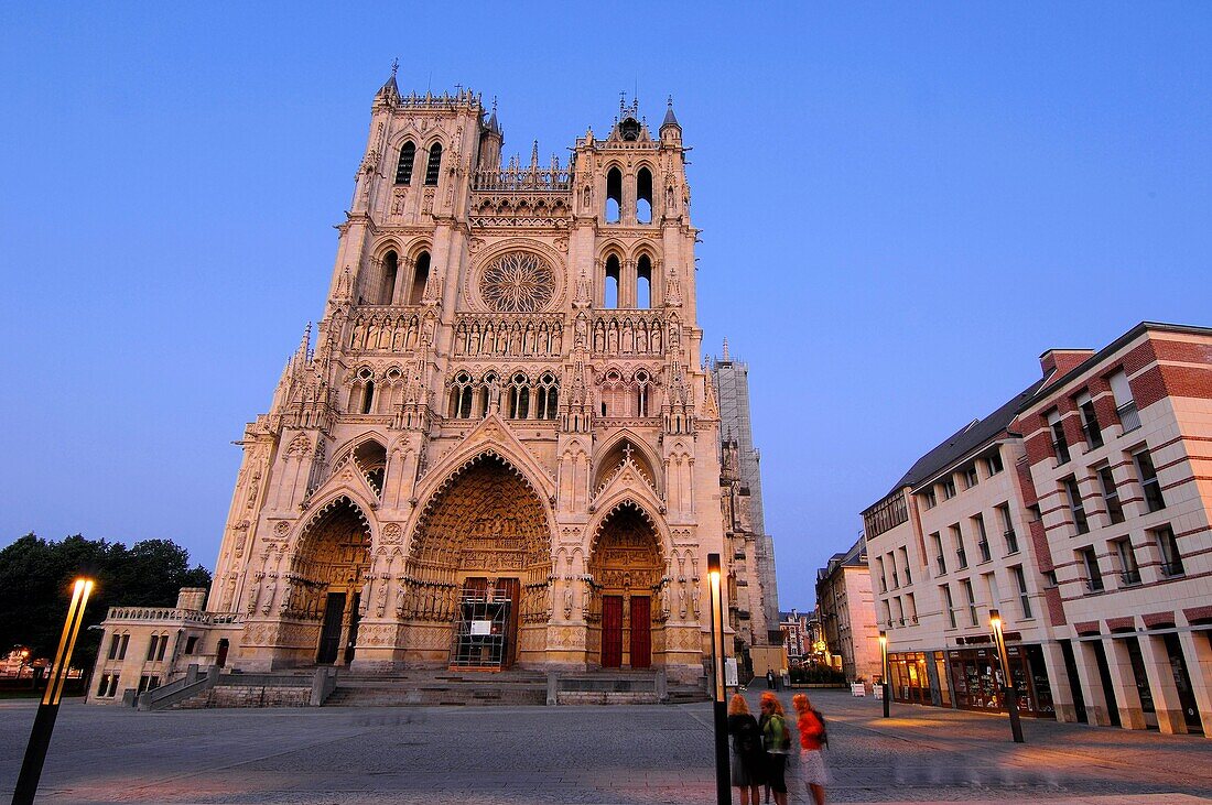 Notre Dame cathedral at dusk, Amiens. Somme, Picardy, France