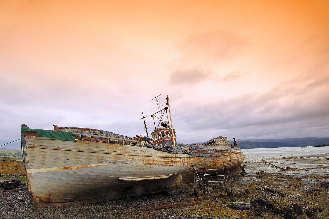 Old fishing boat, Mull, Inner Hebrides, Argyll and Bute, Scotland, UK