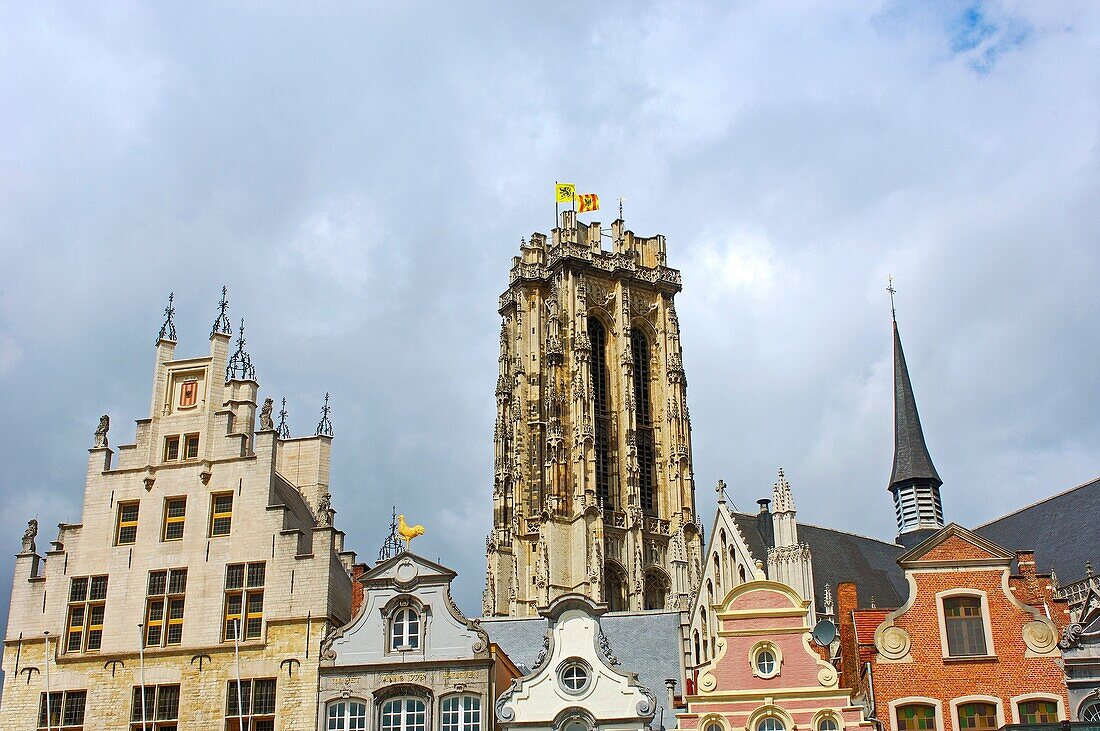 St. Rumbold's Cathedral, Grote Markt, Mechelen. Malines. Flemish Region, Belgium