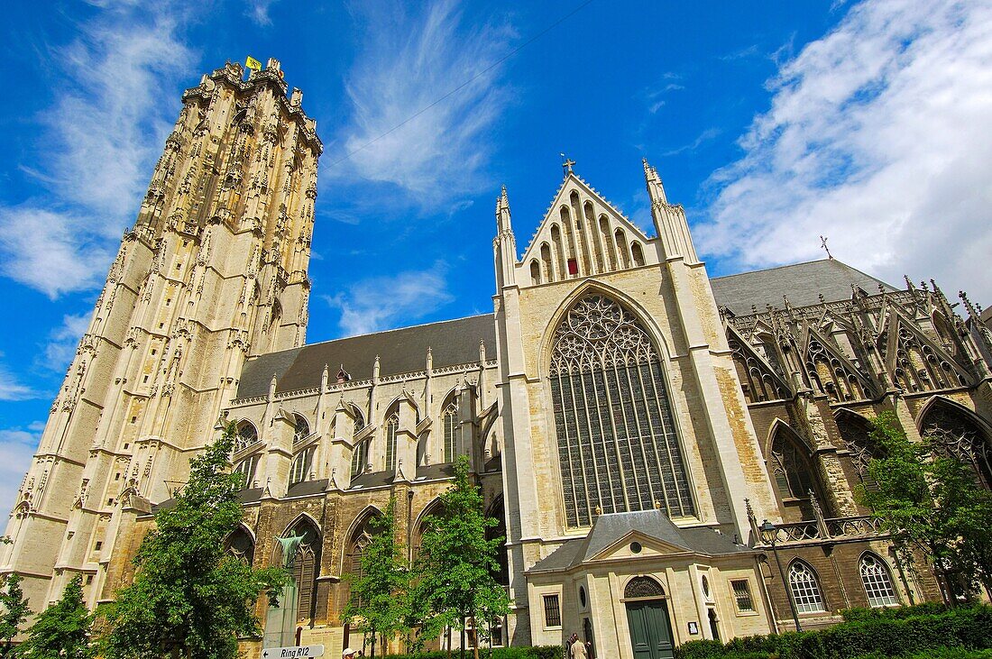 St. Rumbold's Cathedral, Grote Markt, Mechelen. Malines. Flemish Region, Belgium