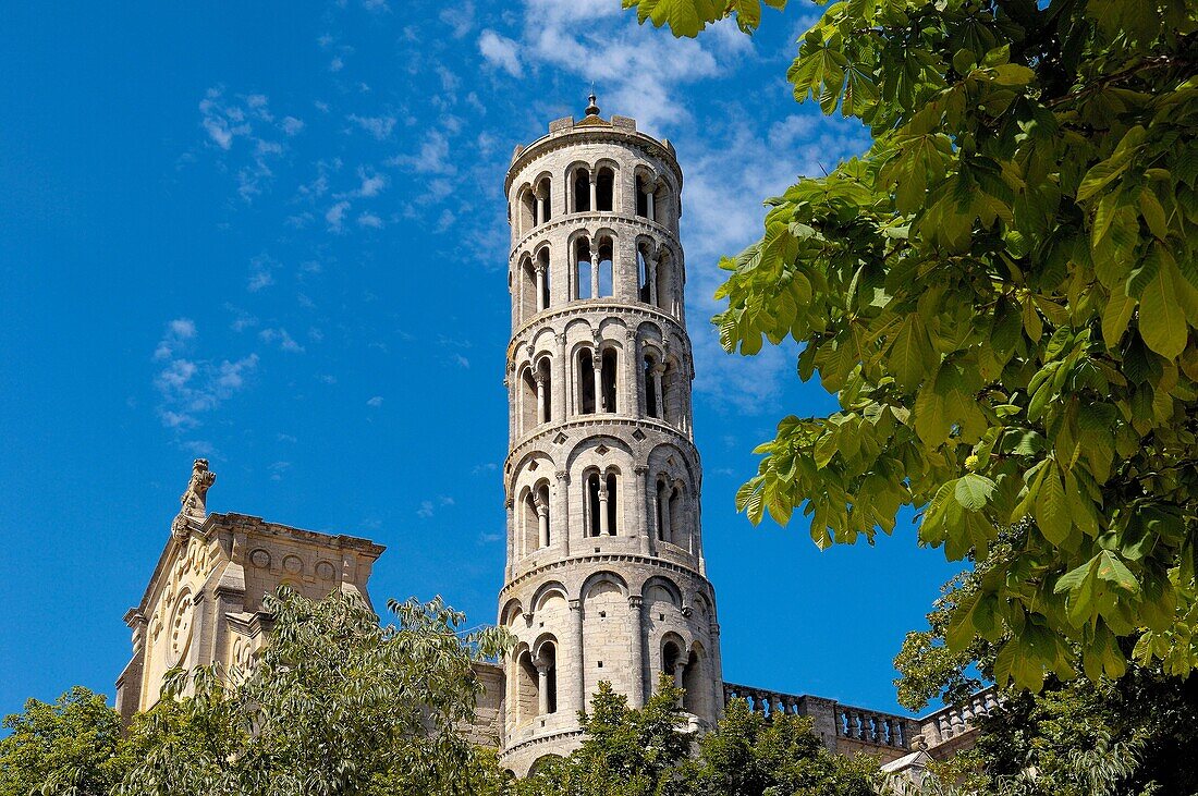 Saint-Theodorit cathedral and Tour Fenestrelle, Uzes. Gard, Languedoc-Roussillon, France