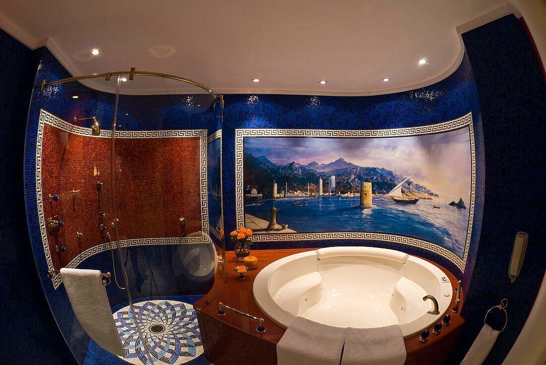 Shower and hot tub, Two bedroom suite Number 1109, Burj al Arab Hotel, Dubai, United Arab Emirates