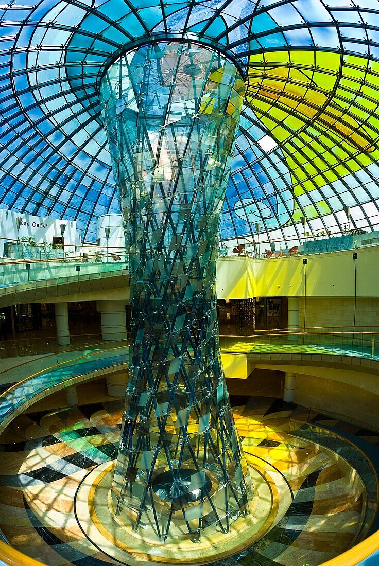 Glass sculpture in one of the atriums of the Wafi City Mall an Egptian themed mall, Dubai, United Arab Emirates