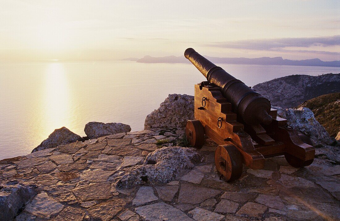 Old gun at dawn, Alcudia, Majorca, Spain