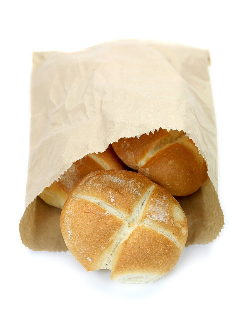 Bread rolls isolated against a white background