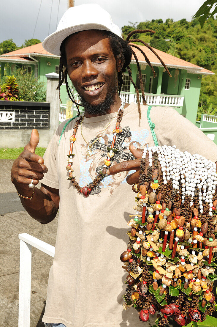 Seller of spices near Saint George, Grenada, Caribbean