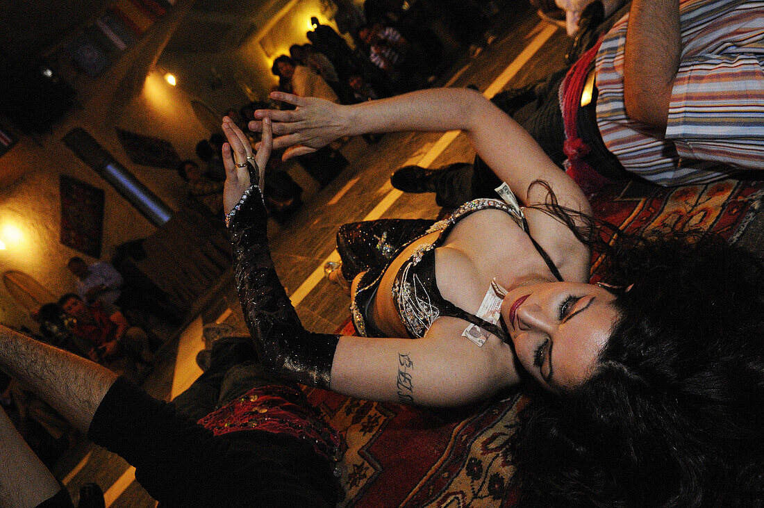 Belly dancer at the folklore evening in the Yasar Baba Restaurant, Göreme, Cappadocia, Turkey