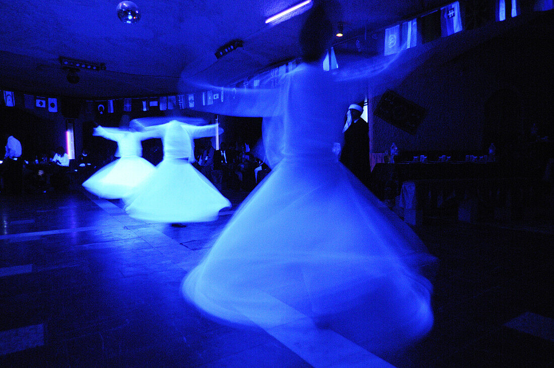 Dervish dancing at the folklore evening in Yasar Baba restaurant, Göreme, Cappadocia, Turkey