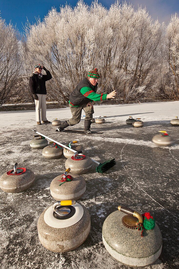 Bonspiel, national curling competition July 2010, Idaburn dam, Oturehua, Ida valley, Central Otago, New Zealand