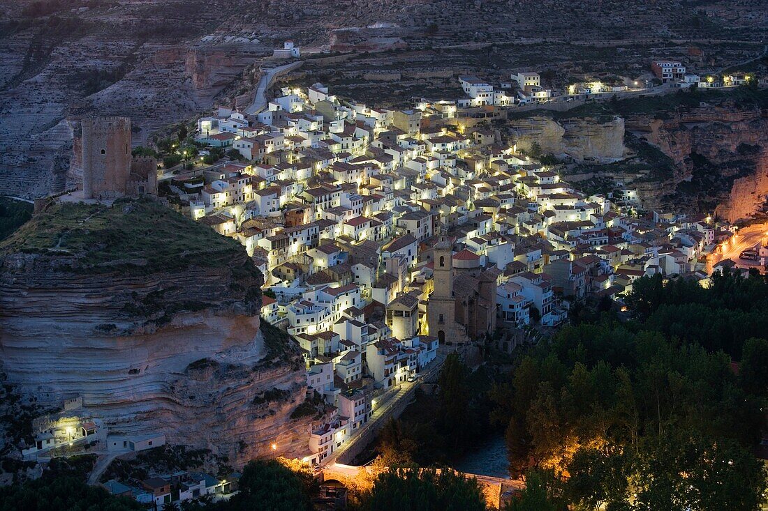 Castle and village, Alcalá de Júcar, Albacete province, Castilla la Mancha, Spain