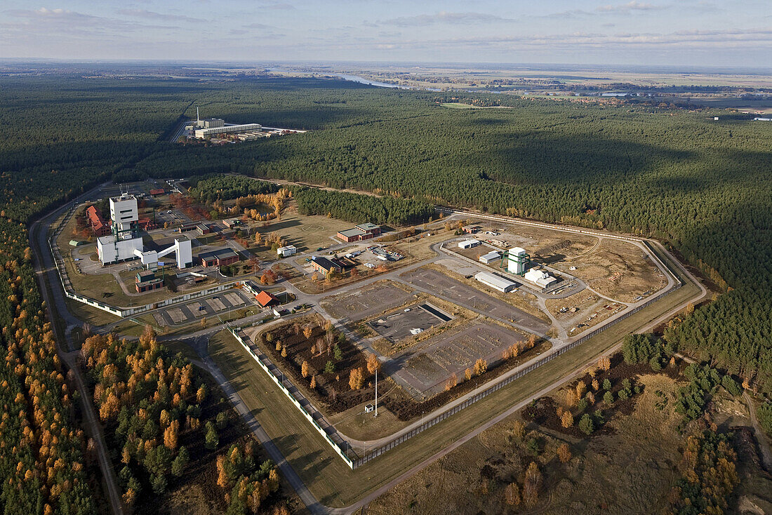 Aerial photo of the interim nuclear waste depot at Gorleben in Lower Saxony, Germany