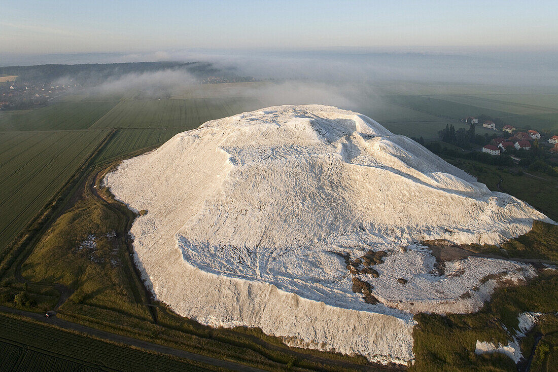 Aerial photo of a potash heap near Sarstedt, Lower Saxony, Germany