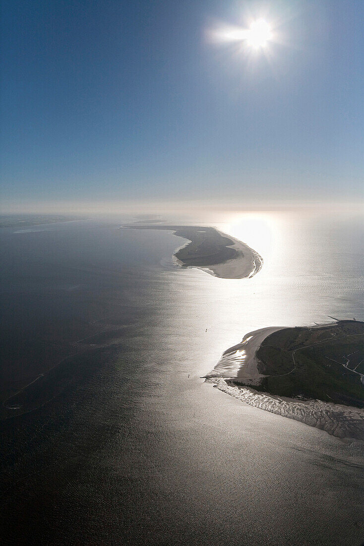 Nordeney and Juist islands in backlight, Lower Saxony, Germany