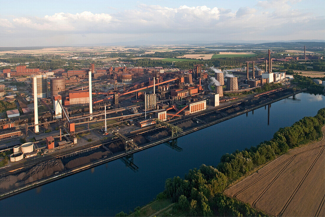 Aerial shot of steelworks, Salzgitter, Lower Saxony, Germany