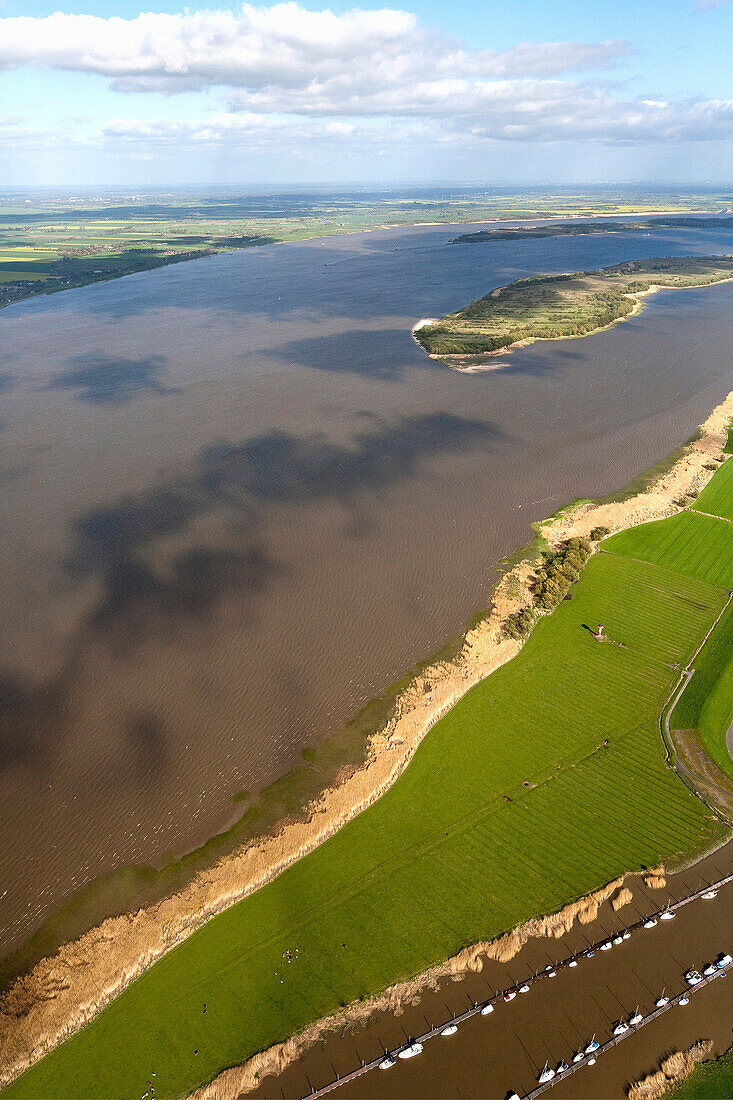 Luftbild der Elbinseln Pagensand und Schwarztonnensand in der Unterelbe, Schleswig-Holstein, Deutschland