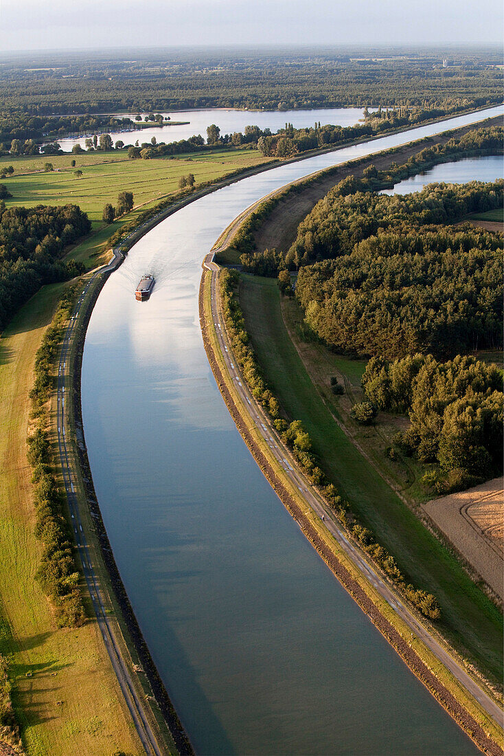 Aerial shot of Elbe Lateral Canal, Calberlah, Lower Saxony, Germany