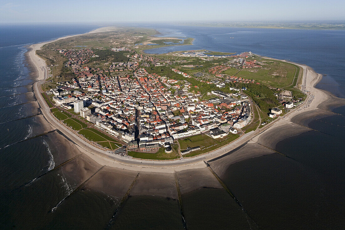 Aerial of the East Frisian island Nordeney, Lower Saxony, Germany