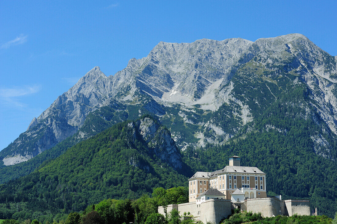 Palace Trautenfels with Grimming, valley of Ennstal, Styria, Austria