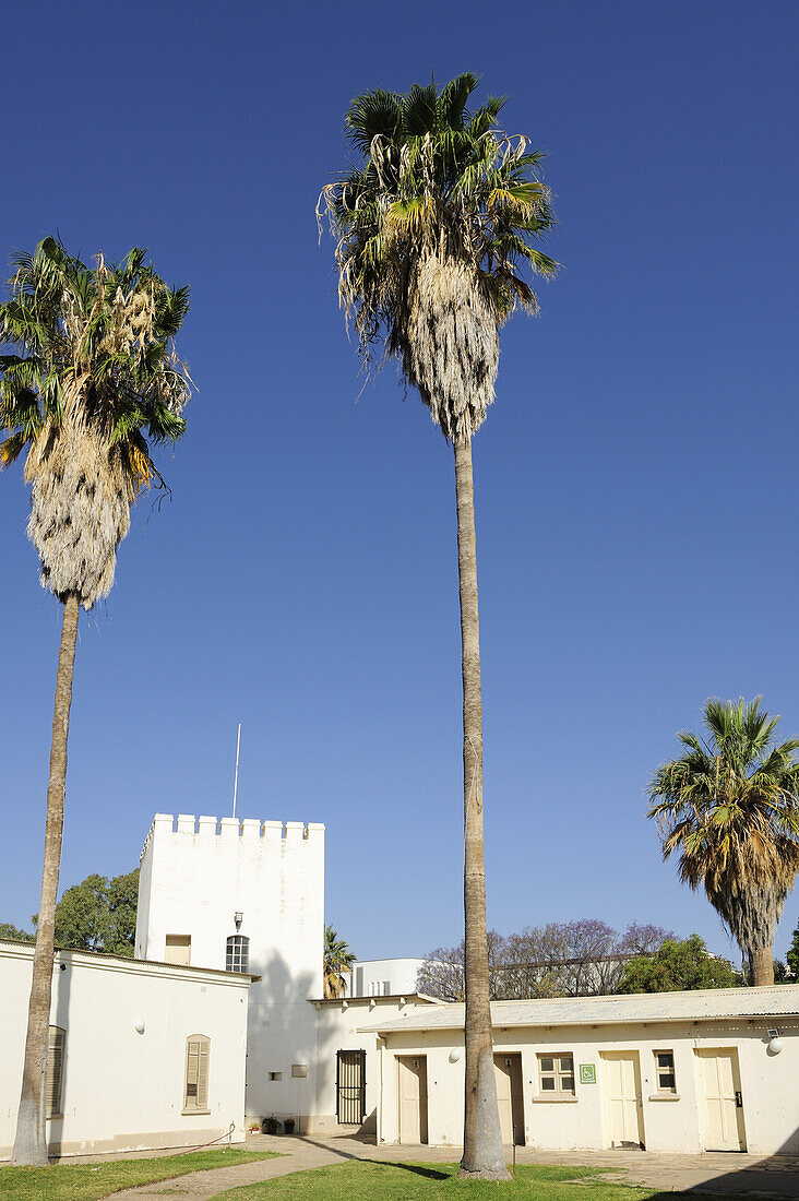 Old fort with palm trees, Windhuk, Windhoek, Namibia