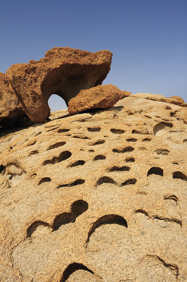 Eolian erosion at granite rock, stone desert, Namib Naukluft National Park, Namib desert, Namib, Namibia