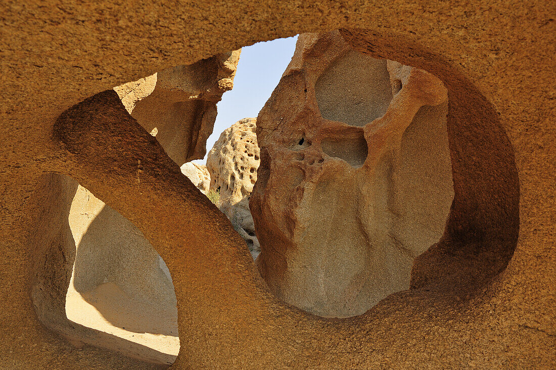 Rock cave with rock arch, Namib desert, Namib, Namibia