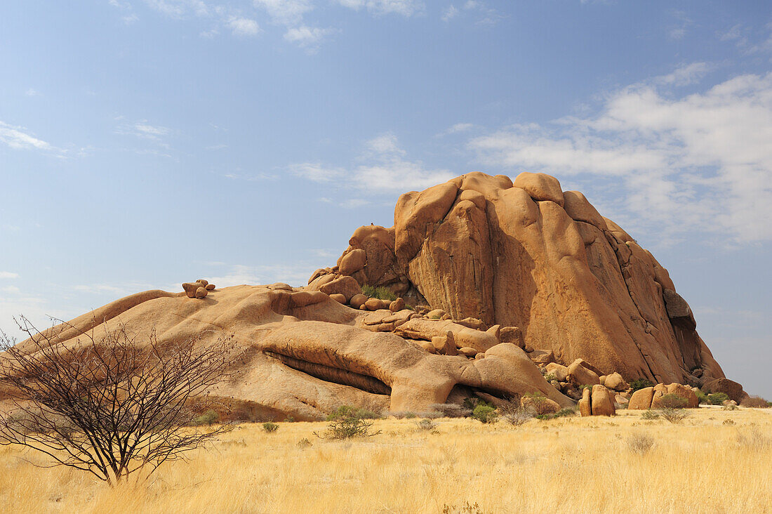 Red granite rock in savannah, Great Spitzkoppe, Namibia
