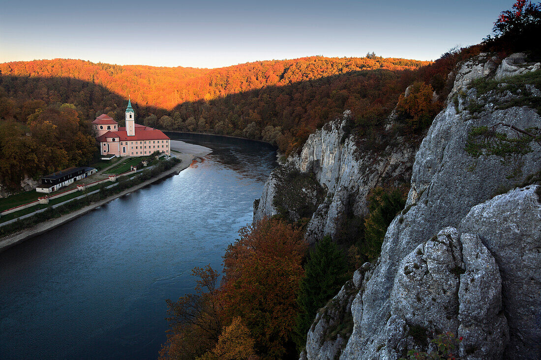 View to Danube narrow and Weltenburg monastery, Bavaria, Germany