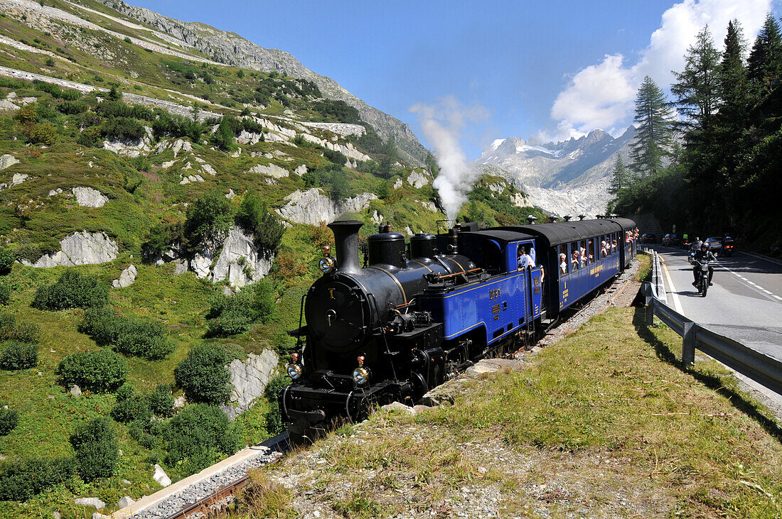 Dampfbahn Furka-Bergstrecke, Kanton Wallis, Schweiz