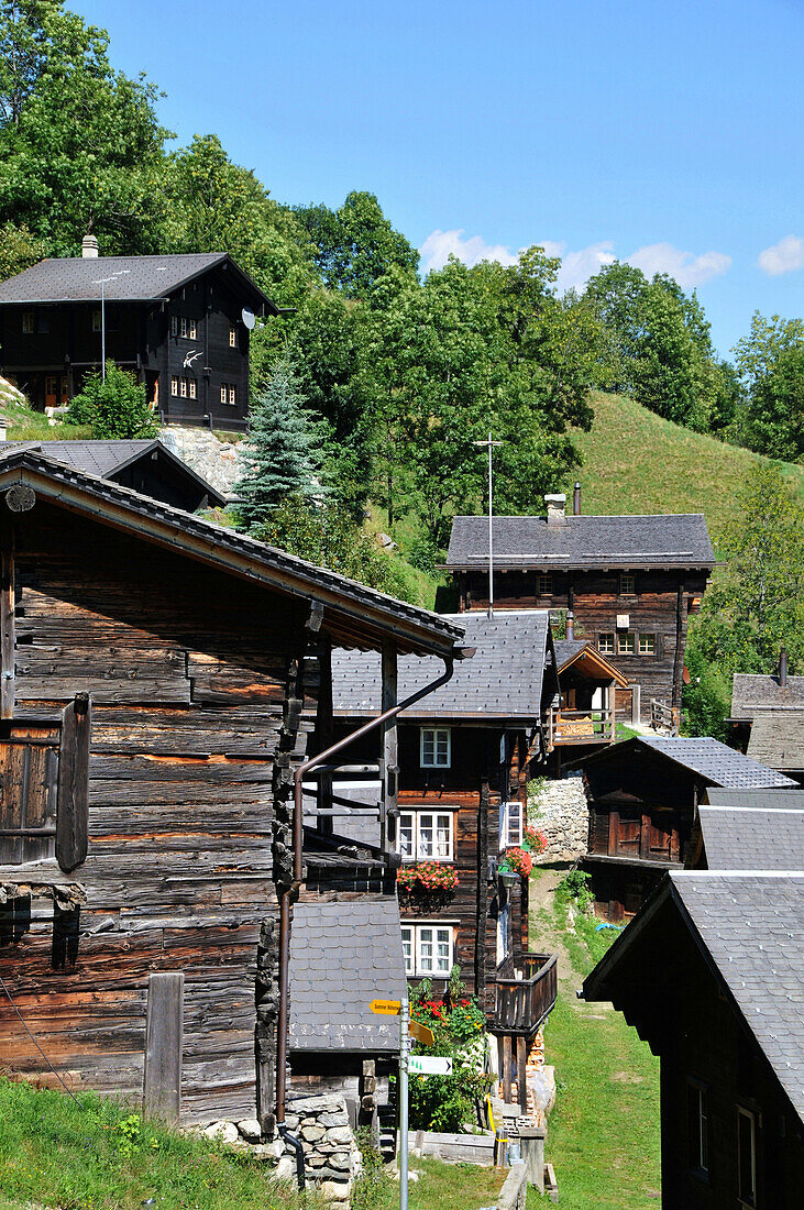 Wohnhäuser, Niederwald, Goms, Wallis, Schweiz