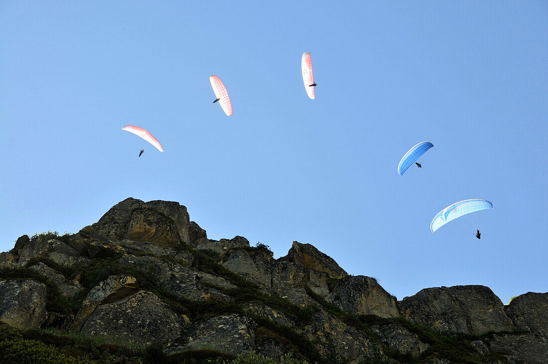 Paragliders, Fiescheralp, Valais, Switzerland
