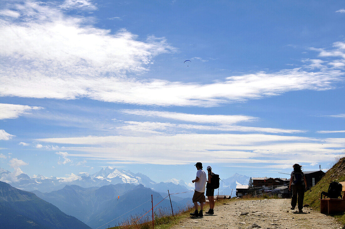 Blick von der Fiescheralp zum Monte Rosa, Kanton Wallis, Schweiz