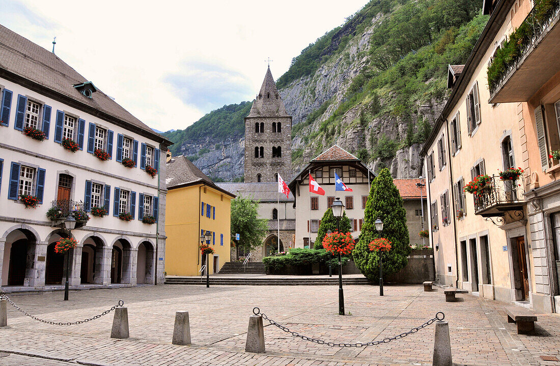 Abtei Saint-Maurice, Saint-Maurice VS, Rhonetal, Wallis, Schweiz