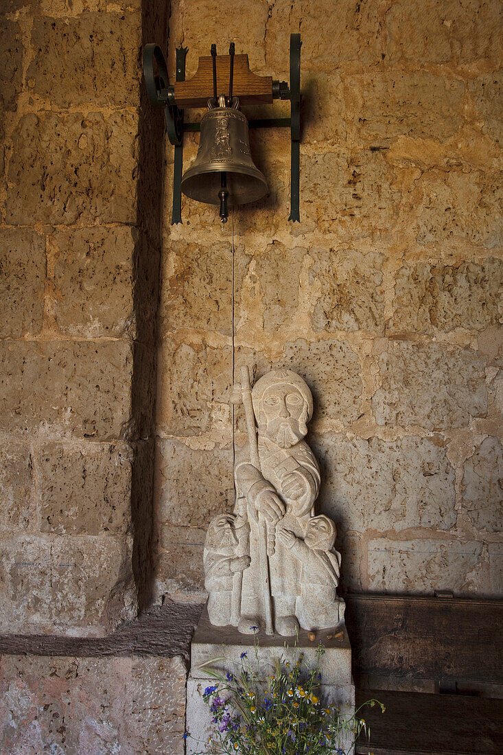 Statue des Heiligen Jakobus in einer Kapelle, Ermita de San Nicolas, Provinz Burgos, Altkastilien, Castilla y Leon, Nordspanien, Spanien, Europa