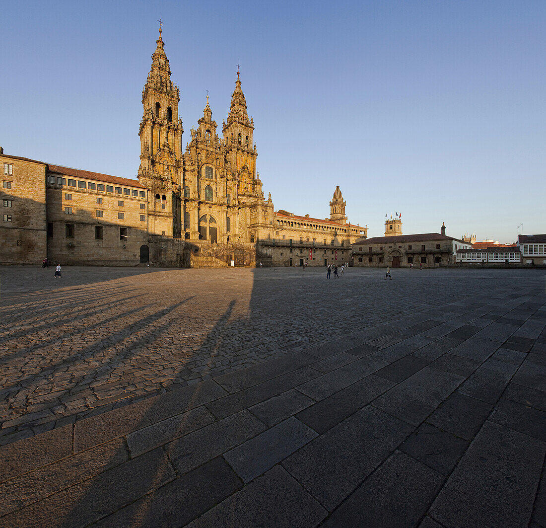 Blick über Obradoiro-Platz zur Kathedrale, Santiago de Compostela, Galicien, Spanien