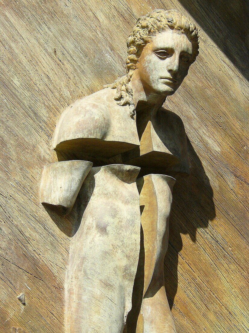 Detail on the front door of the Basilica of Santa Maria degli Angeli in the historic city of Rome