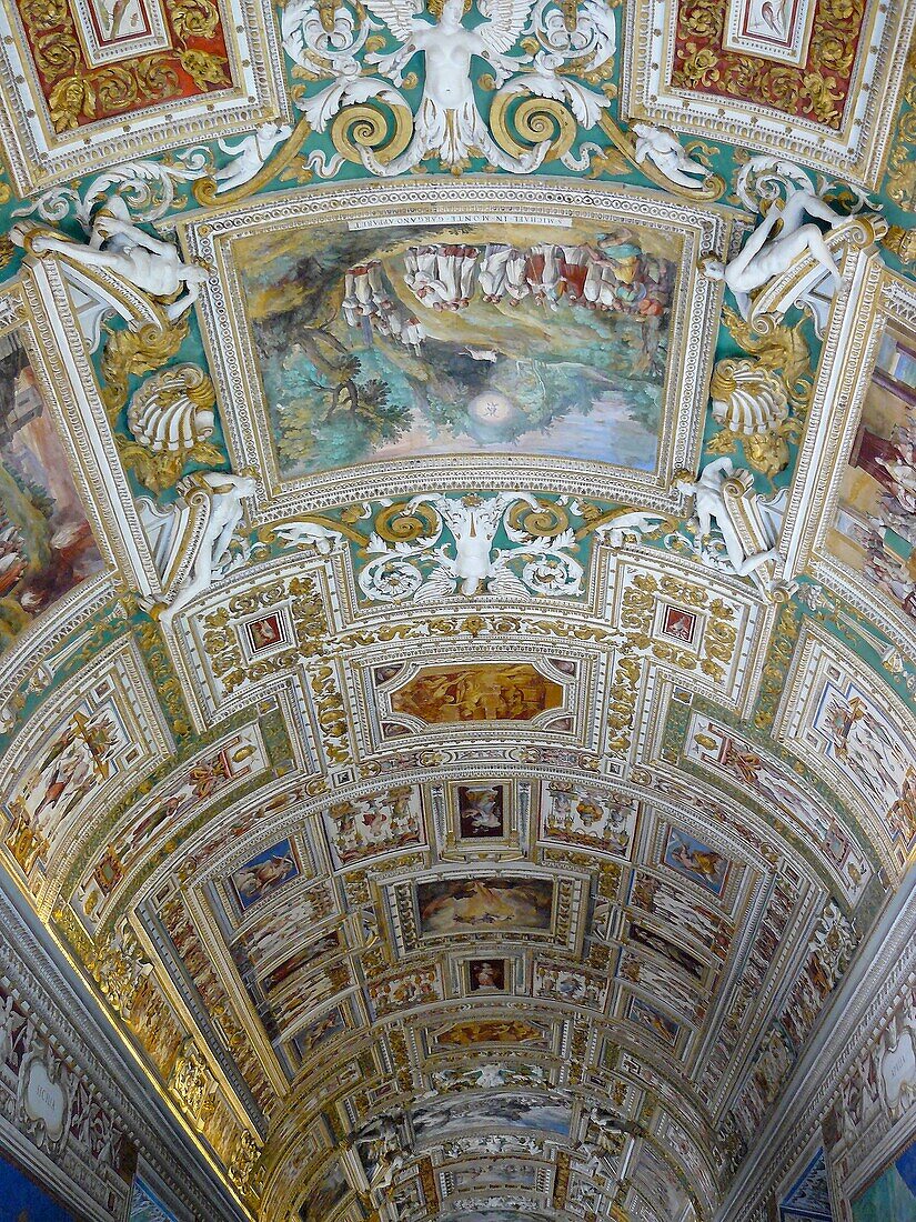 State of the Vatican City Italy Paintings on the ceilings of the interior galleries of the Vatican Museum