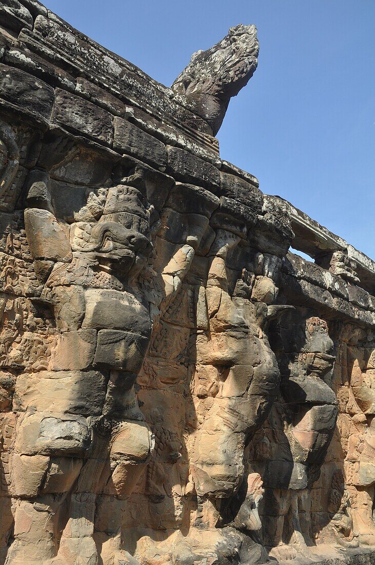 Angkor (Cambodia): statues on the Elephant Terrace
