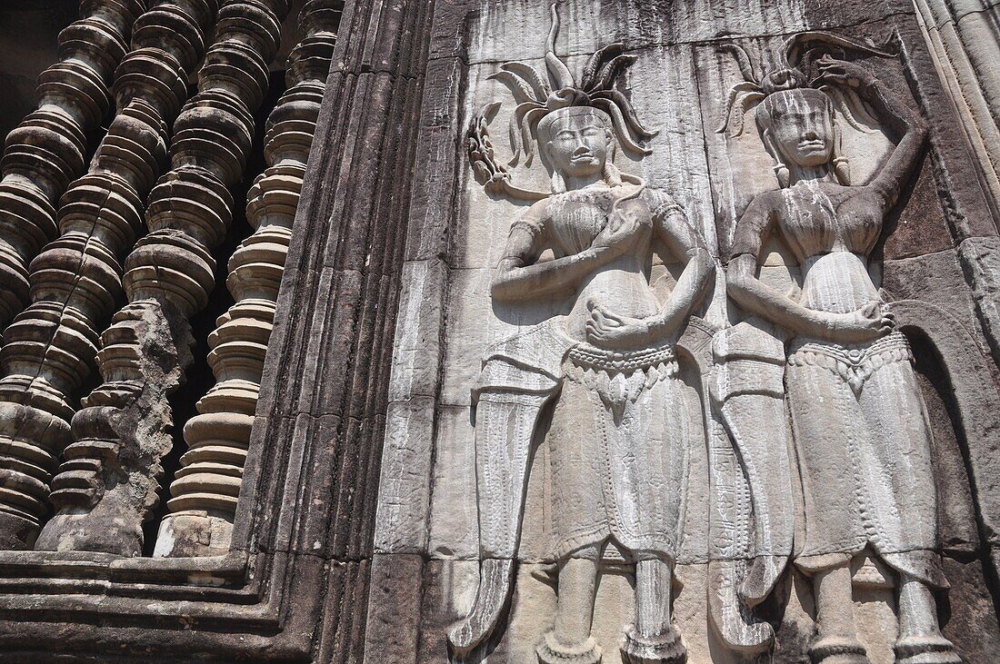 Angkor (Cambodia): apsara relieves at the Angkor Wat