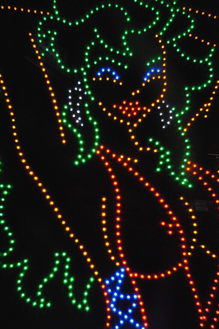 Bangkok (Thailand): a go-go bar luminous sign at Nana Plaza