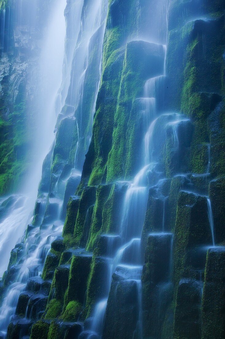 Cascade mountain, dreamy, Landscape, mountain, Oregon, Proxy Falls, scenic, stream, USA, water, waterfall, S19-1190543, AGEFOTOSTOCK