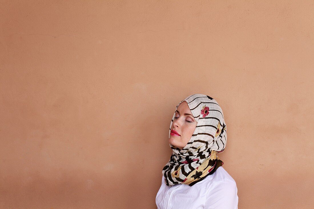 Young woman wearing a headscarf in Marrakech, Morocco