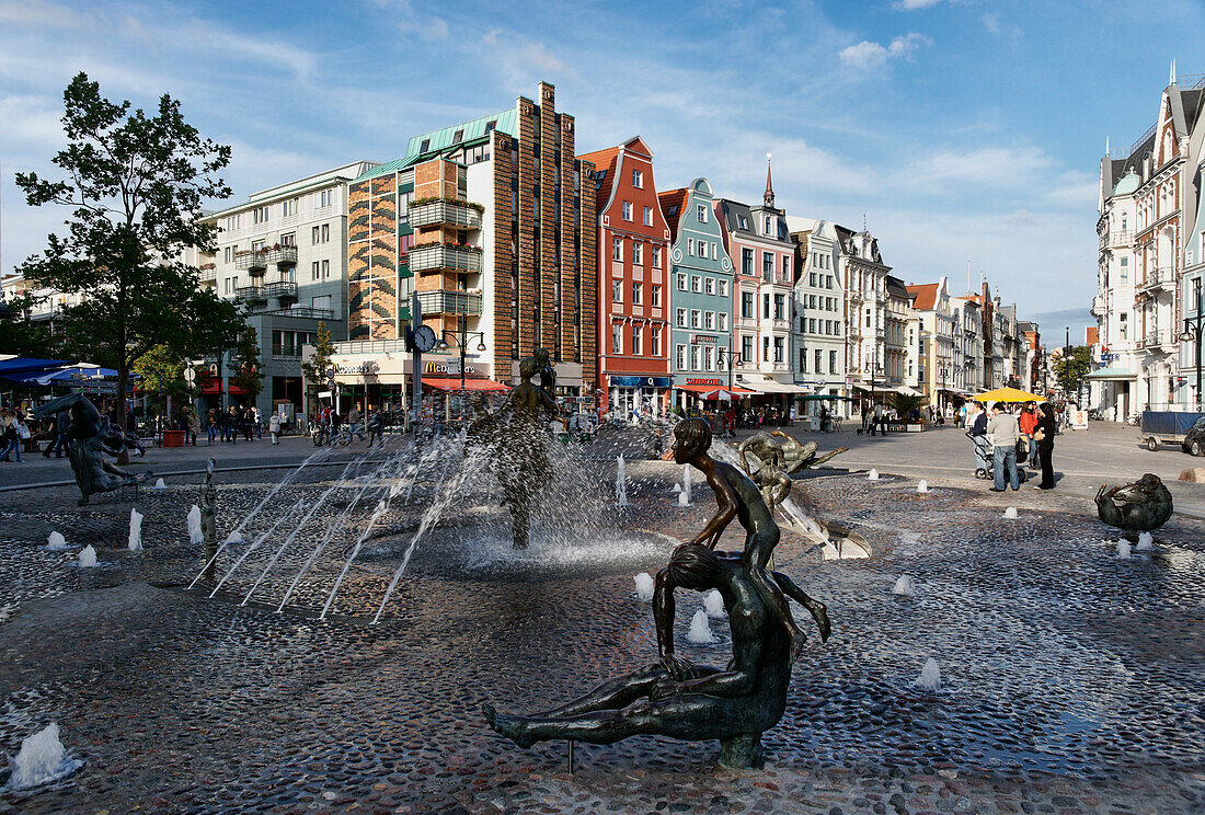 Fountain of the Zest for Life, University Square, Kröpelin Street, Hanseatic Town Rostock, Mecklenburg-Western Pomerania, Germany