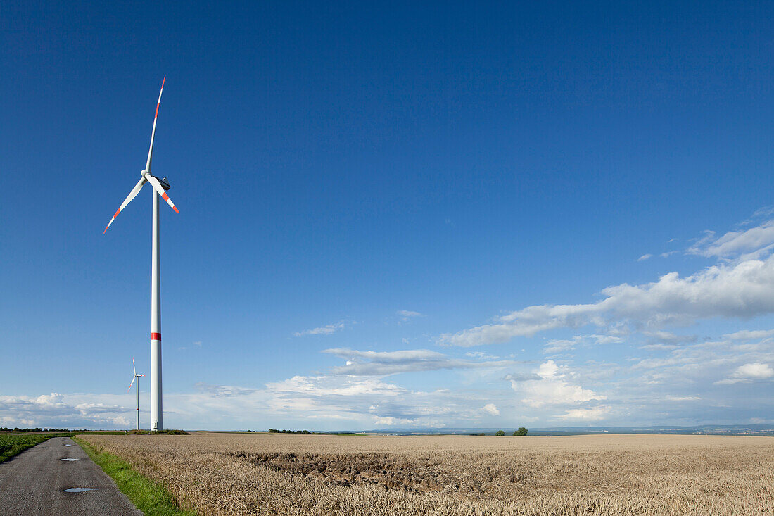 Wind turbines, Biebelried, Lower Franconia, Bavaria, Germany